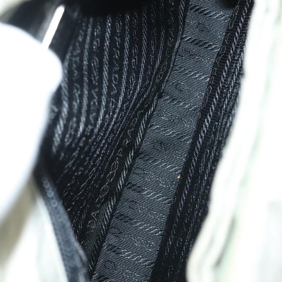 PRADA Shoulder Bag Nylon Ivory Silver Auth 140192