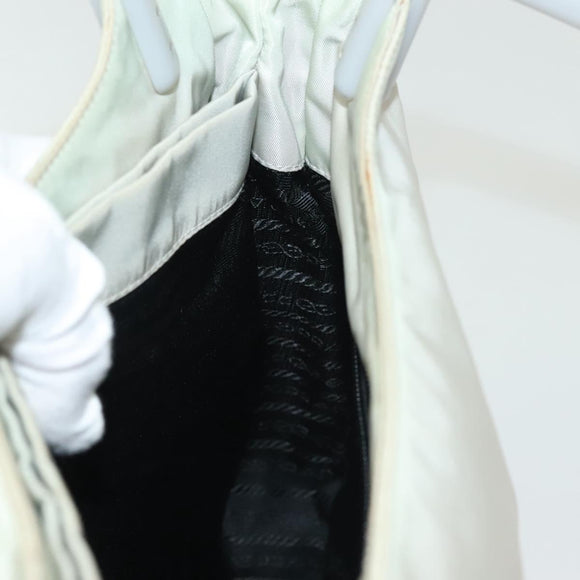 PRADA Shoulder Bag Nylon Ivory Silver Auth 140192