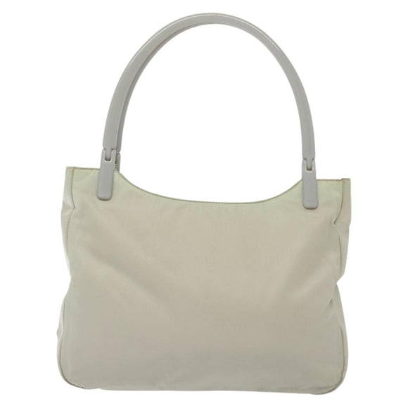 PRADA Shoulder Bag Nylon Ivory Silver Auth 140192