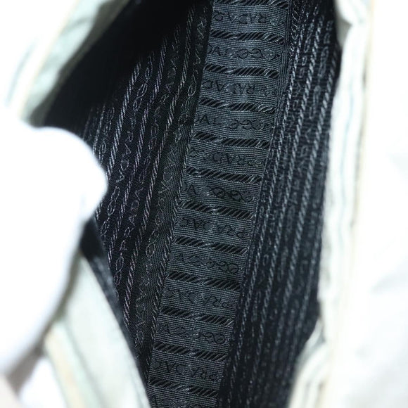 PRADA Shoulder Bag Nylon Ivory Silver Auth 140192