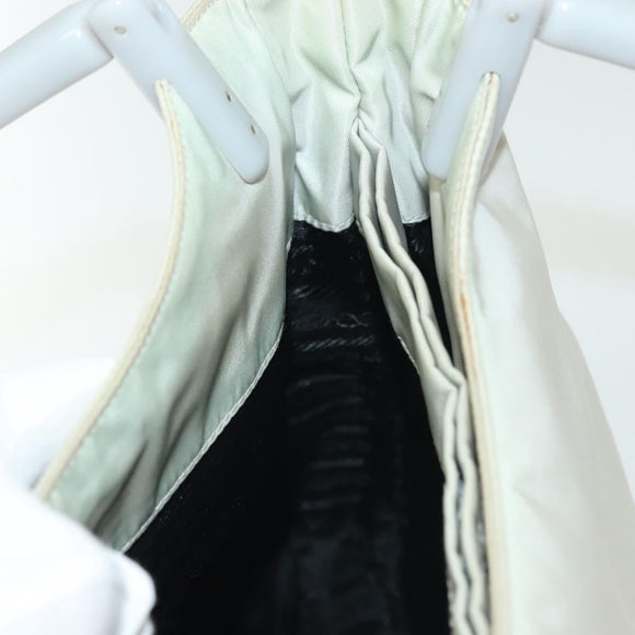 PRADA Shoulder Bag Nylon Ivory Silver Auth 140192