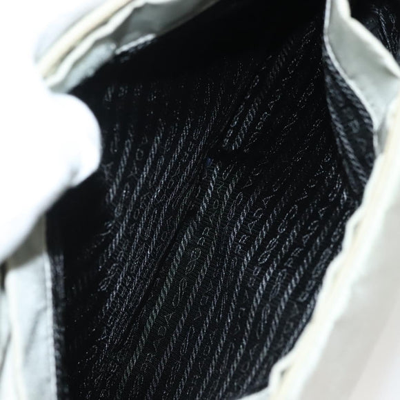 PRADA Shoulder Bag Nylon Ivory Silver Auth 140192