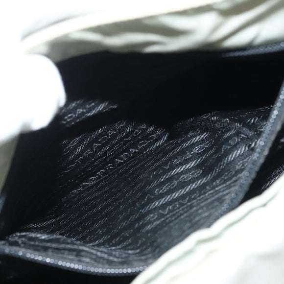 PRADA Shoulder Bag Nylon Ivory Silver Auth 140192