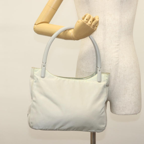 PRADA Shoulder Bag Nylon Ivory Silver Auth 140192