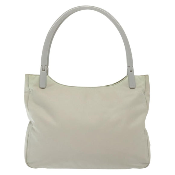 PRADA Shoulder Bag Nylon Ivory Silver Auth 140192