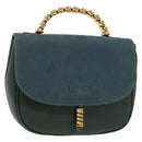 LOEWE Velazquez Hand Bag Leather Green Gold Auth 140193-1