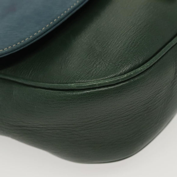 LOEWE Velazquez Hand Bag Leather Green Gold Auth 140193