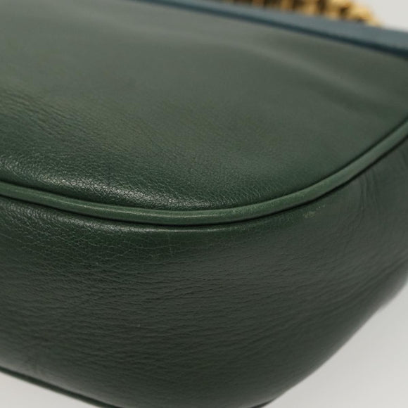 LOEWE Velazquez Hand Bag Leather Green Gold Auth 140193