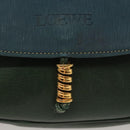 LOEWE Velazquez Hand Bag Leather Green Gold Auth 140193-17