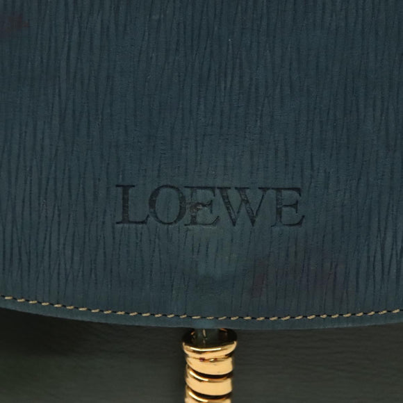 LOEWE Velazquez Hand Bag Leather Green Gold Auth 140193