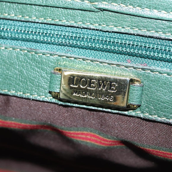 LOEWE Velazquez Hand Bag Leather Green Gold Auth 140193