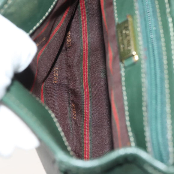 LOEWE Velazquez Hand Bag Leather Green Gold Auth 140193