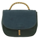 LOEWE Velazquez Hand Bag Leather Green Gold Auth 140193-13