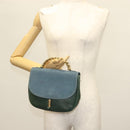 LOEWE Velazquez Hand Bag Leather Green Gold Auth 140193-22