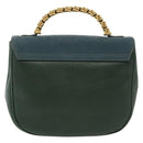 LOEWE Velazquez Hand Bag Leather Green Gold Auth 140193-2