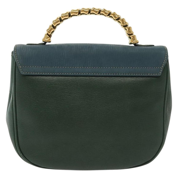 LOEWE Velazquez Hand Bag Leather Green Gold Auth 140193