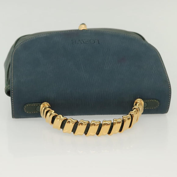 LOEWE Velazquez Hand Bag Leather Green Gold Auth 140193