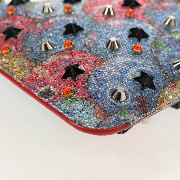Christian Louboutin Shoulder Bag Sequin Red Silver Auth 140194V