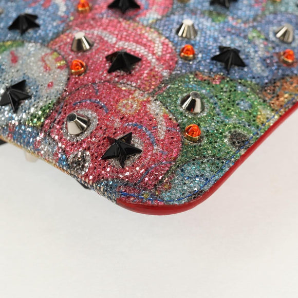 Christian Louboutin Shoulder Bag Sequin Red Silver Auth 140194V
