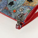 Christian Louboutin Shoulder Bag Sequin Red Silver Auth 140194V-19