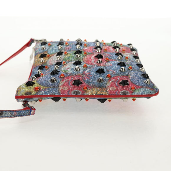 Christian Louboutin Shoulder Bag Sequin Red Silver Auth 140194V