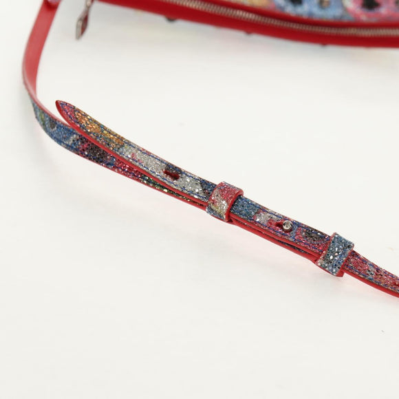 Christian Louboutin Shoulder Bag Sequin Red Silver Auth 140194V