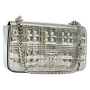 BURBERRY Chain Shoulder Bag Enamel Silver Auth 140195-1