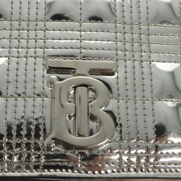 BURBERRY Chain Shoulder Bag Enamel Silver Auth 140195