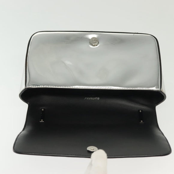 BURBERRY Chain Shoulder Bag Enamel Silver Auth 140195