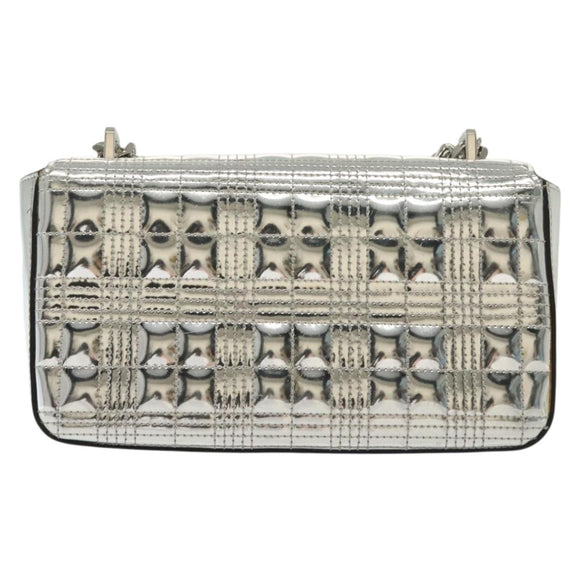 BURBERRY Chain Shoulder Bag Enamel Silver Auth 140195