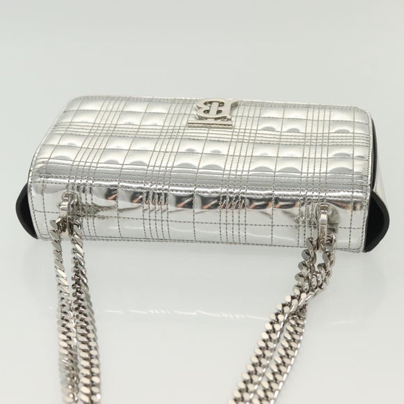 BURBERRY Chain Shoulder Bag Enamel Silver Auth 140195