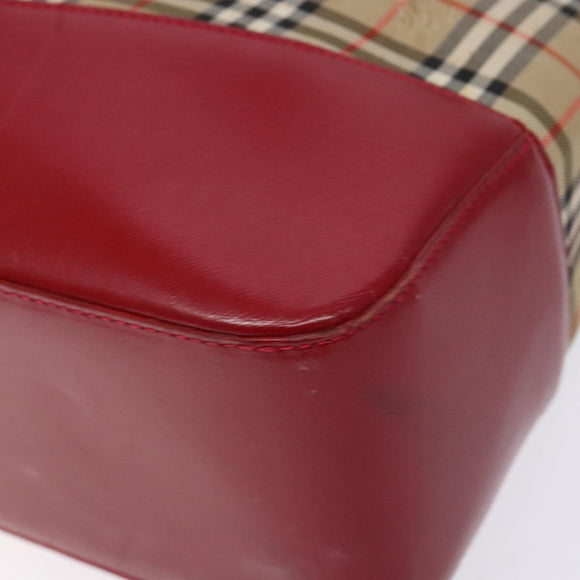 BURBERRY Nova Check Tote Bag Canvas Beige Gold Auth 140196