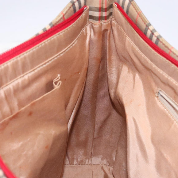 BURBERRY Nova Check Tote Bag Canvas Beige Gold Auth 140196