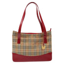 BURBERRY Nova Check Tote Bag Canvas Beige Gold Auth 140196-2