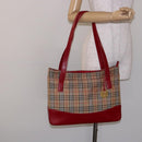 BURBERRY Nova Check Tote Bag Canvas Beige Gold Auth 140196-22