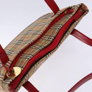 BURBERRY Nova Check Tote Bag Canvas Beige Gold Auth 140196-6