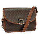 CELINE Macadam Canvas Shoulder Bag PVC Leather Brown Gold Auth 140198-1