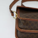 CELINE Macadam Canvas Shoulder Bag PVC Leather Brown Gold Auth 140198-10