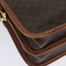 CELINE Macadam Canvas Shoulder Bag PVC Leather Brown Gold Auth 140198-12