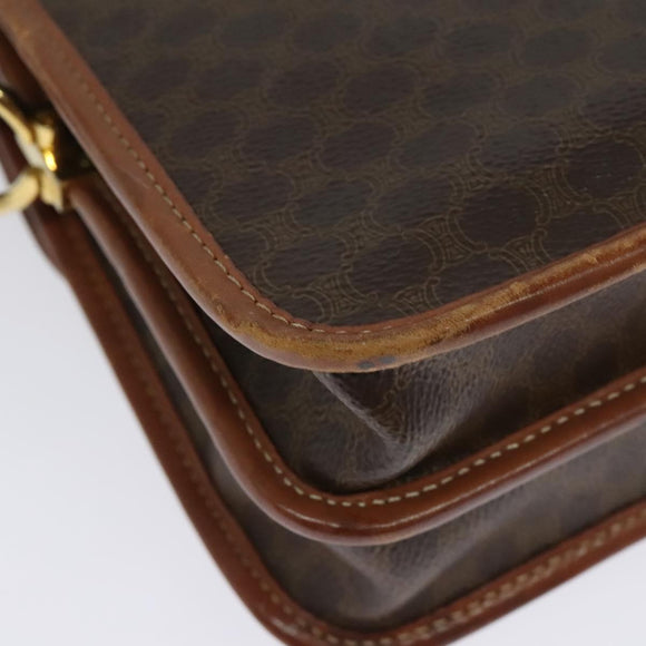 CELINE Macadam Canvas Shoulder Bag PVC Leather Brown Gold Auth 140198