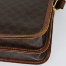 CELINE Macadam Canvas Shoulder Bag PVC Leather Brown Gold Auth 140198-13