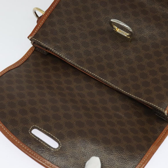 CELINE Macadam Canvas Shoulder Bag PVC Leather Brown Gold Auth 140198