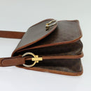 CELINE Macadam Canvas Shoulder Bag PVC Leather Brown Gold Auth 140198-4