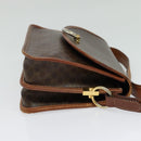 CELINE Macadam Canvas Shoulder Bag PVC Leather Brown Gold Auth 140198-5