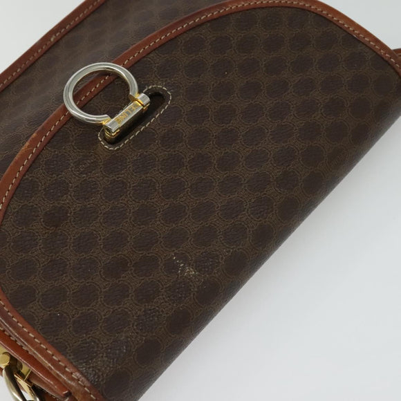 CELINE Macadam Canvas Shoulder Bag PVC Leather Brown Gold Auth 140198