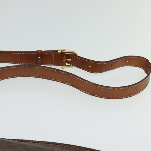 CELINE Macadam Canvas Shoulder Bag PVC Leather Brown Gold Auth 140198