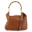 GUCCI Bamboo Shoulder Bag Leather 2way Brown Gold 001 1781 1577 Auth 140200-1