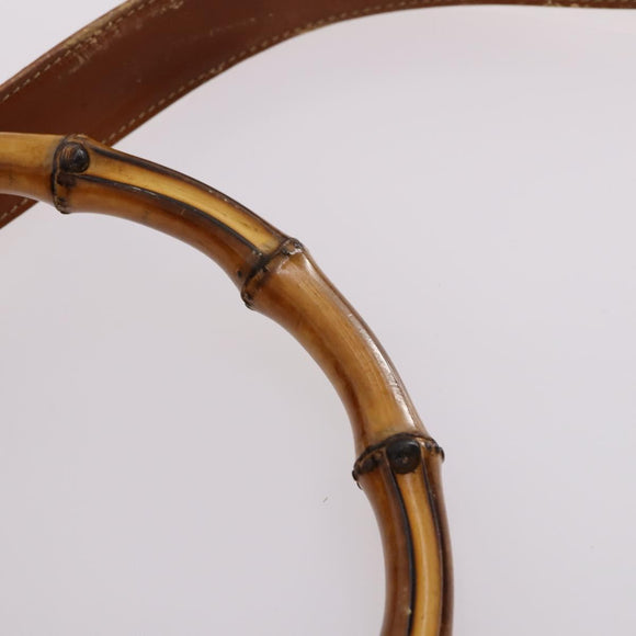 GUCCI Bamboo Shoulder Bag Leather 2way Brown Gold 001 1781 1577 Auth 140200