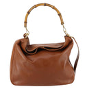 GUCCI Bamboo Shoulder Bag Leather 2way Brown Gold 001 1781 1577 Auth 140200-2
