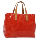 LOUIS VUITTON Monogram Vernis Reade PM Hand Bag Red Rouge M91088 LV Auth 140205-1